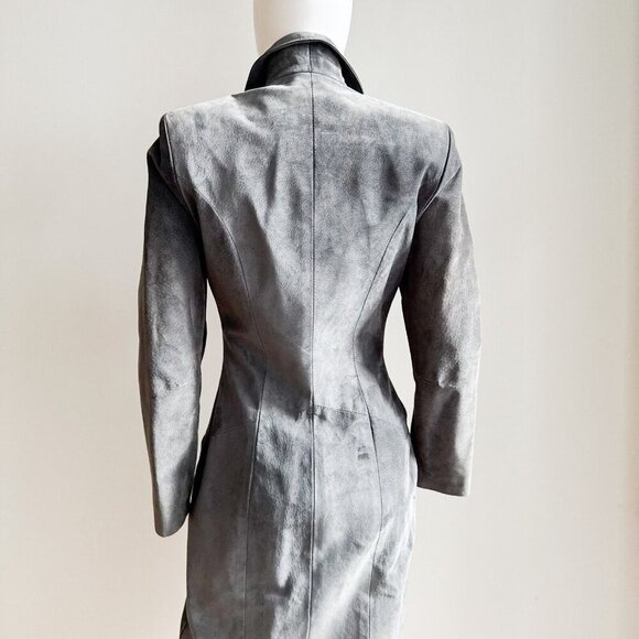 Vintage Danier Leather Grey Suede Button Down Bodycon Dress S - Picture 7 of 8